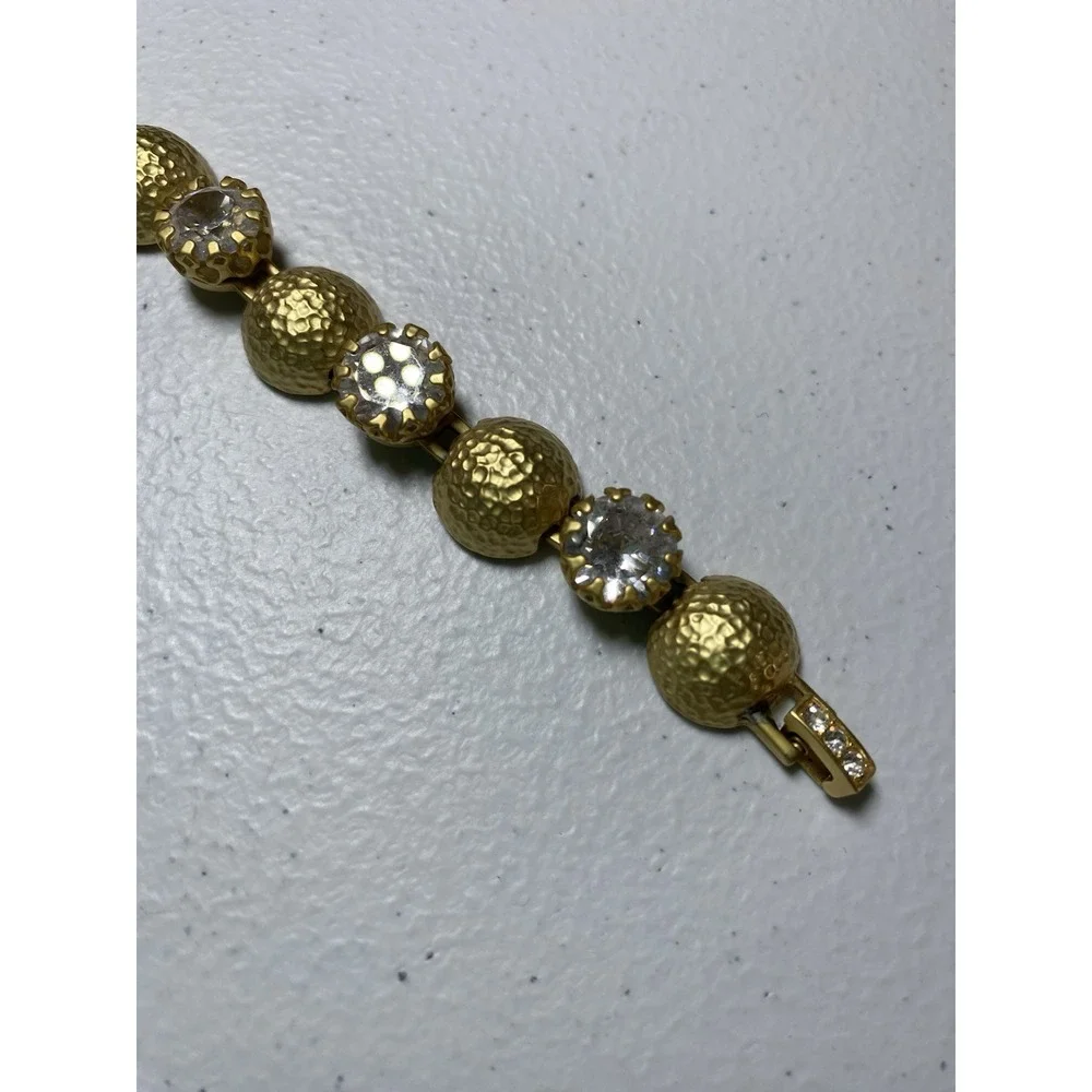 Spartina 449 Chunky Ice Rhinestone Brushed Puffed Ball Bracelet‎ Chain Textured